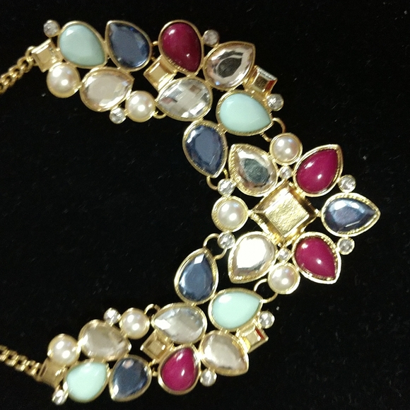 🌈Vintage Statement Necklace Multi Stones Plus Pearls & Rhinestones 24" - Picture 13 of 13